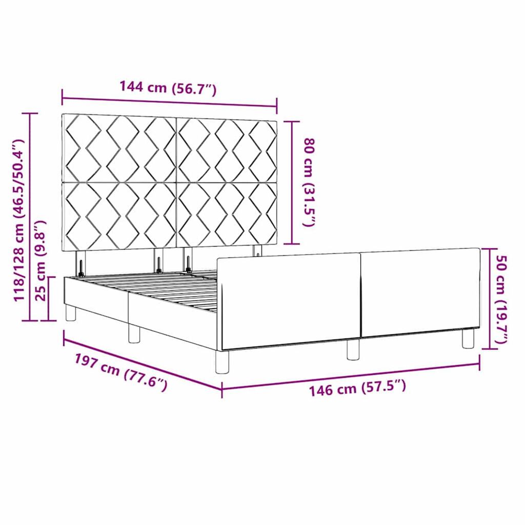 vidaXL Σκελετός Κρεβατιού Σκούρο πράσινο 140 x 190 cm Βελούδο