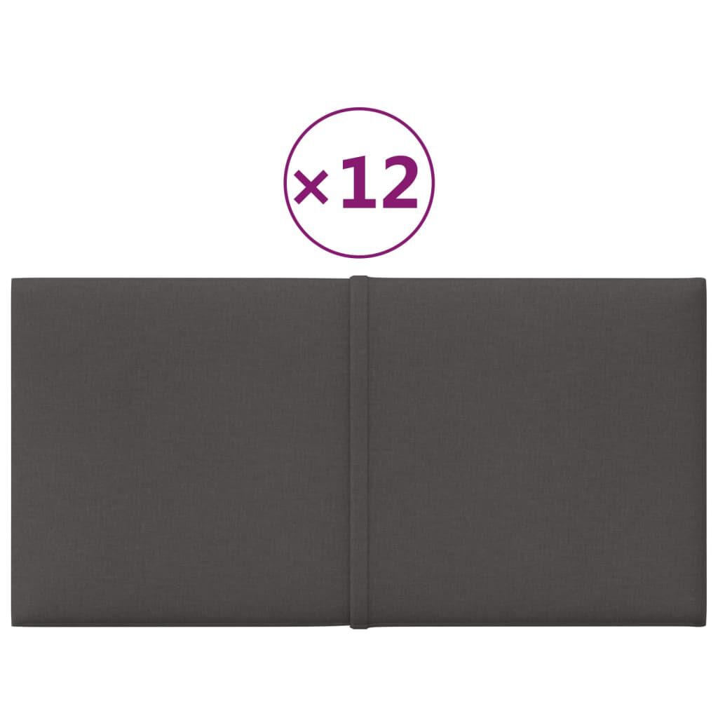 vidaXL Πάνελ Τοίχου 12 τεμ. Σκούρο Γκρι 30 x 15 εκ. 0,54 μ² Υφασμάτινα