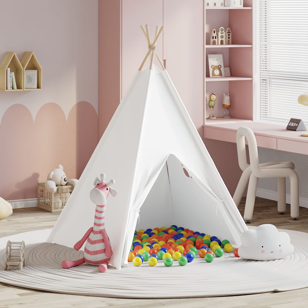 vidaXL Σκηνή Teepee για Παιδιά με Τσάντα Ροδάκινου και Μπάλες