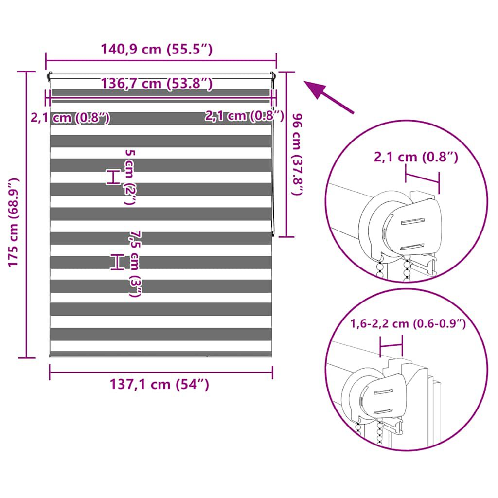 Σύστημα Σκίασης Ρόλερ Zebra Μαύρο 140 x 175 εκ.