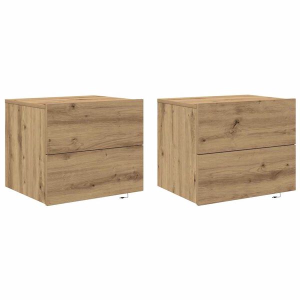 vidaXL Τοίχου κομοδίνο με συρτάρι 2 pcs artisan δρυς 50 x 39 x 41 εκ.