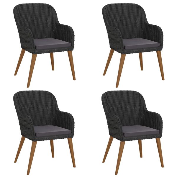 vidaXL Σετ Τραπεζαρίας Κήπου 5 Τεμαχίων Μαύρο με Μαξιλάρια