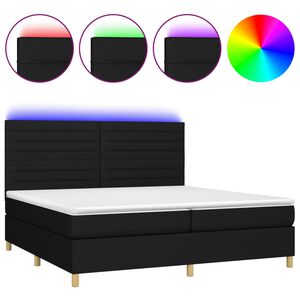 vidaXL &Kappa;&rho;&epsilon;&beta;ά&tau;&iota; Boxspring &mu;&epsilon; &Sigma;&tau;&rho;ώ&mu;&alpha; & LED &Mu;&alpha;ύ&rho;&omicron; 200x200 &epsilon;&kappa;. &Upsilon;&phi;&alpha;&sigma;&mu;ά&tau;&iota;&nu;&omicron;