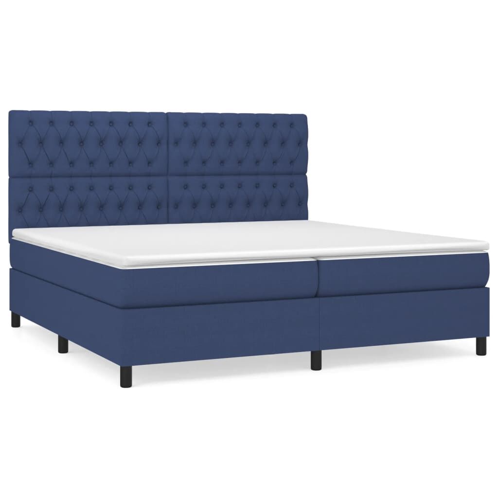 vidaXL Κρεβάτι Boxspring με Στρώμα Μπλε 200x200 εκ. Υφασμάτινο