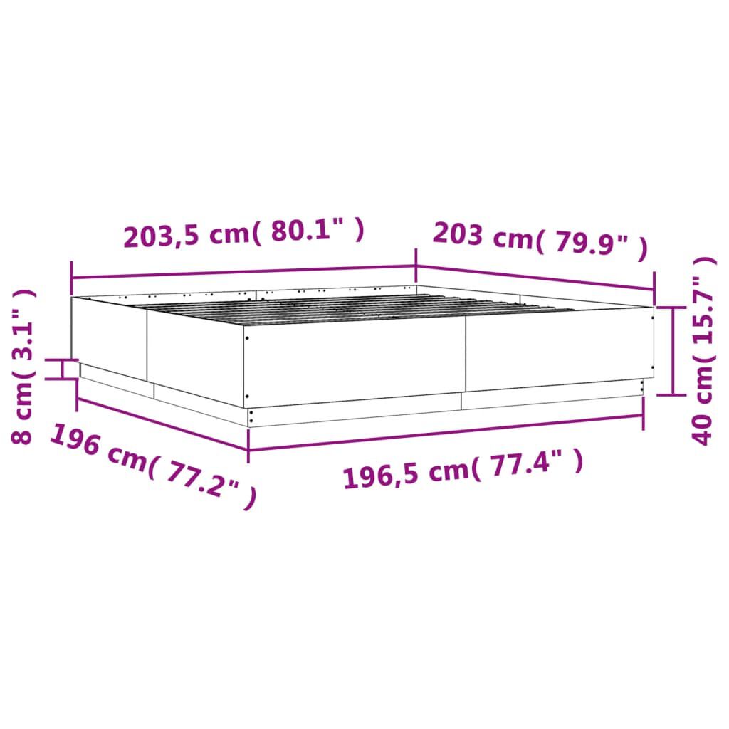 vidaXL Πλαίσιο Κρεβατιού Γκρι Sonoma 200x200 εκ. Επεξεργασμένο Ξύλο