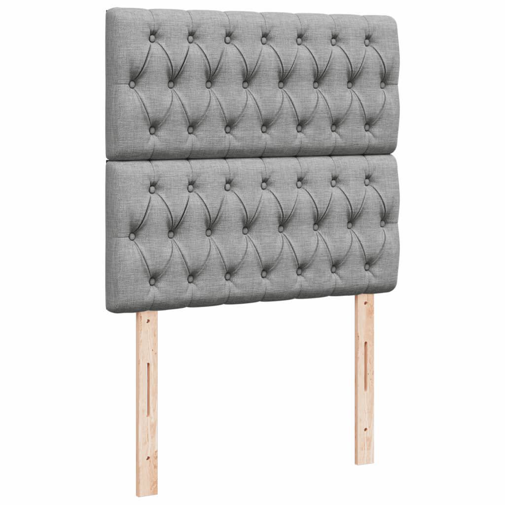 vidaXL Κρεβάτι Boxspring με Στρώμα Ανοιχτό Γκρι 90x200 εκ. Υφασμάτινο