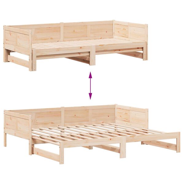 vidaXL Pull-out Κρεβάτι Ημέρας 90x200 εκ Μασίφ Ξύλο Πεύκο