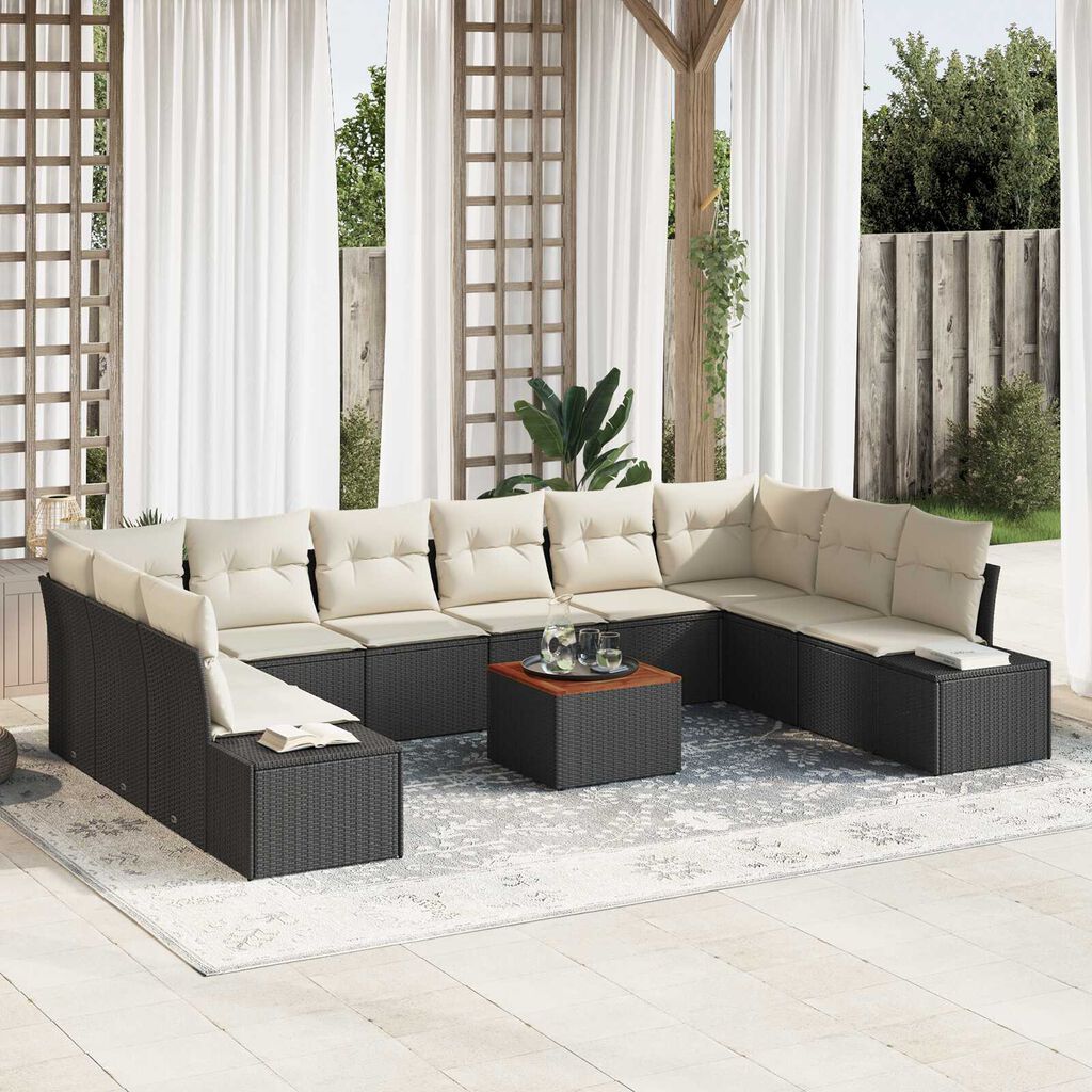 vidaXL Σετ Καναπέ Κήπου 11 pcs Μαύρο και λευκό