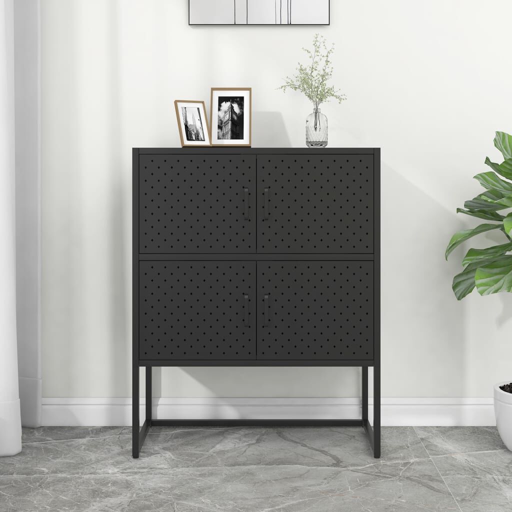 vidaXL Ντουλάπι Μαύρο 80 x 35 x 100 εκ. από Ατσάλι