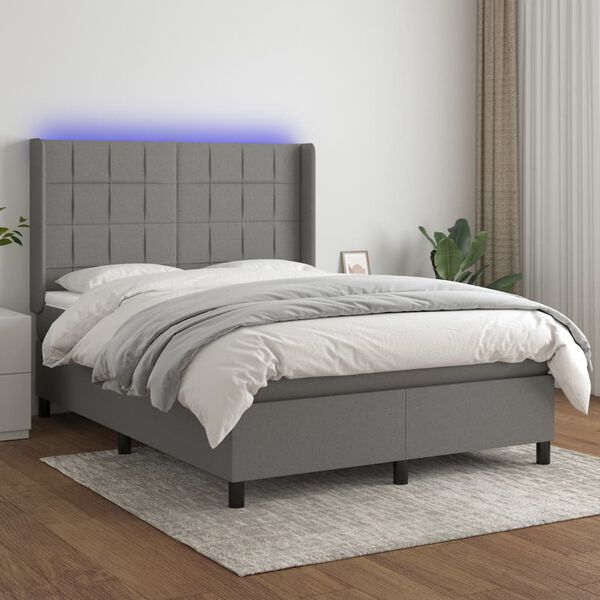 vidaXL &Kappa;&rho;&epsilon;&beta;ά&tau;&iota; Boxspring &mu;&epsilon; &Sigma;&tau;&rho;ώ&mu;&alpha; & LED &Sigma;&kappa;.&Gamma;&kappa;&rho;&iota; 140x200 &epsilon;&kappa; &Upsilon;&phi;&alpha;&sigma;&mu;ά&tau;&iota;&nu;&omicron;