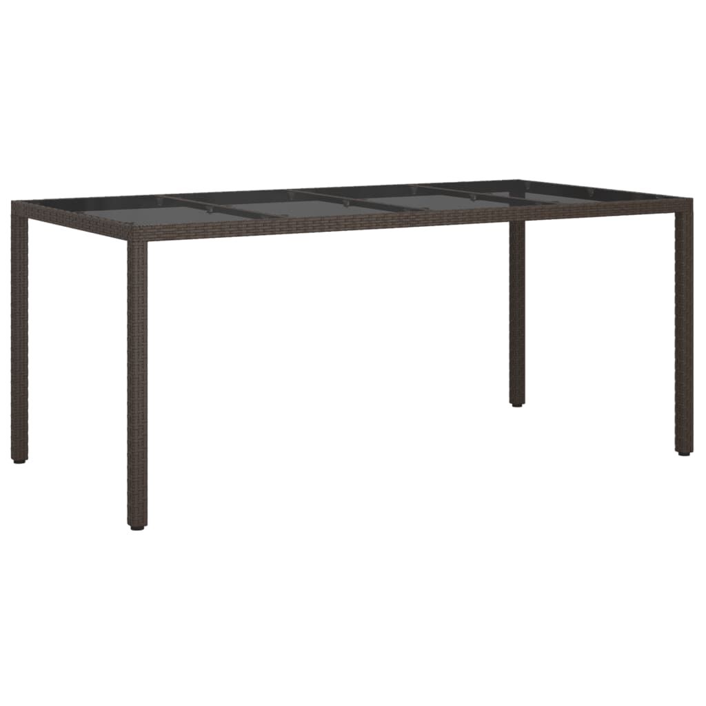 vidaXL Τραπέζι Κήπου Καφέ 190x90x75εκ από Ψημένο Γυαλί/Συνθετικό Ρατάν