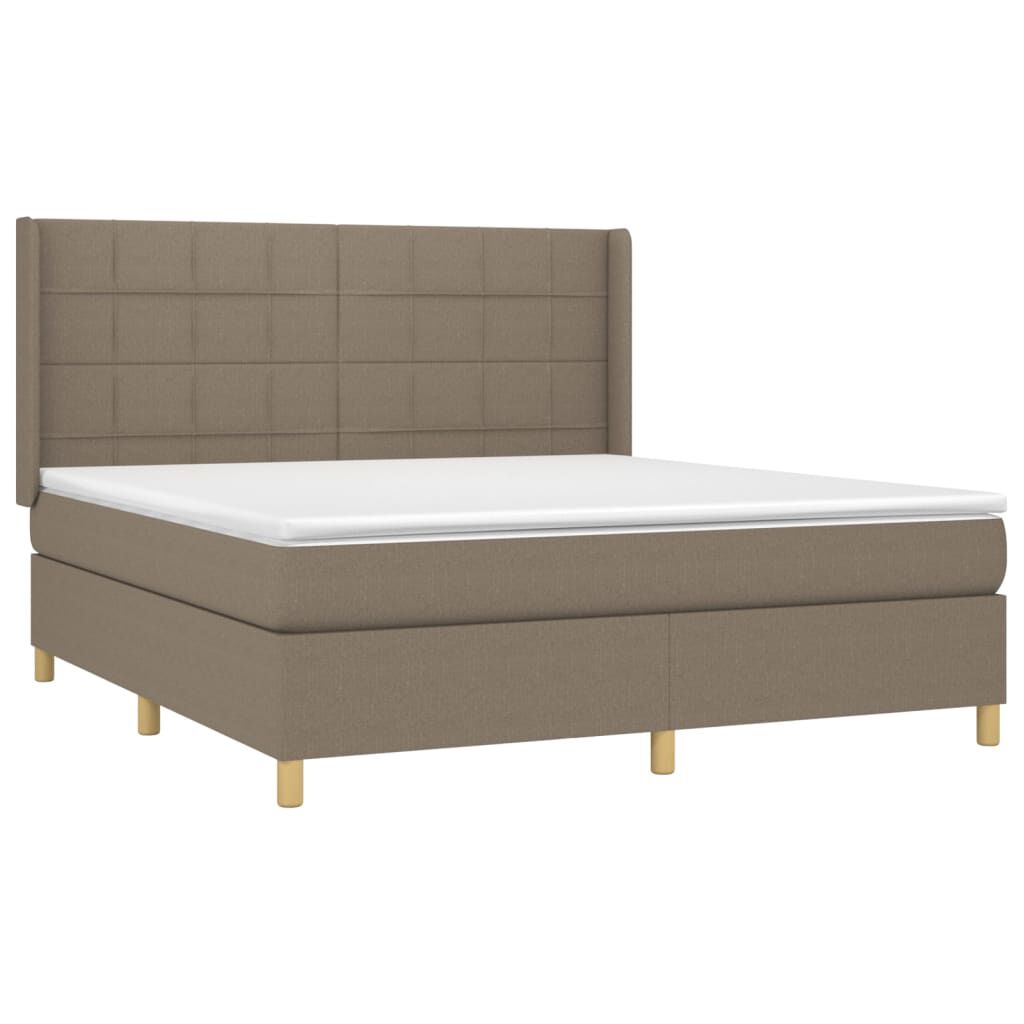 vidaXL Κρεβάτι Boxspring με Στρώμα Taupe 180x200 εκ. Υφασμάτινο