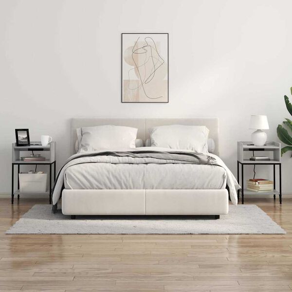 vidaXL Κομοδίνο 2 pcs Γκρίζο Σονομα 40 x 40 x 61 εκ Επεξεργασμένο ξύλο