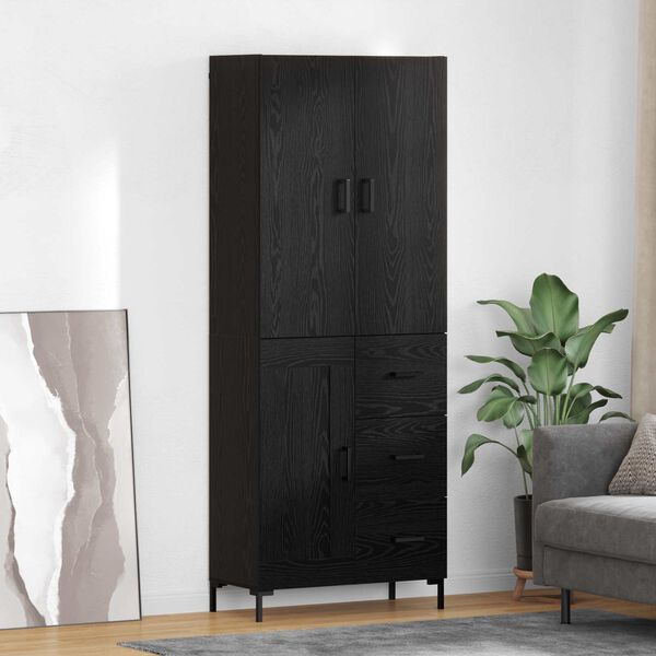 vidaXL Highboard &Mu;&alpha;ύ&rho;&eta; &Omicron;&xi;&upsilon;ά 69,5 x 34 x 180 &epsilon;&kappa;. &Epsilon;&pi;&epsilon;&xi;&epsilon;&rho;&gamma;&alpha;&sigma;&mu;έ&nu;&omicron; &xi;ύ&lambda;&omicron;
