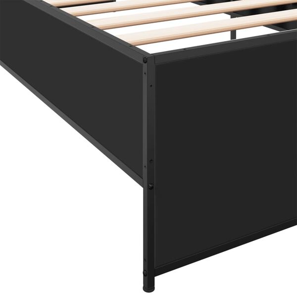 vidaXL Πλαίσιο Κρεβατιού Μαύρο 100x200 εκ. Επεξ. Ξύλο & Μέταλλο