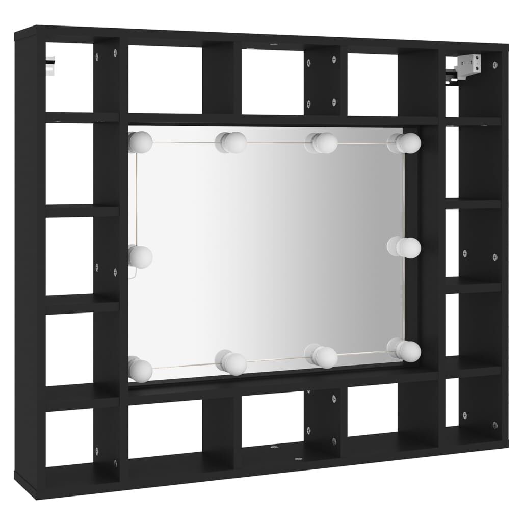 vidaXL Έπιπλο Καθρέπτη LED Μαύρο 91 x 15 x 76,5 εκ.