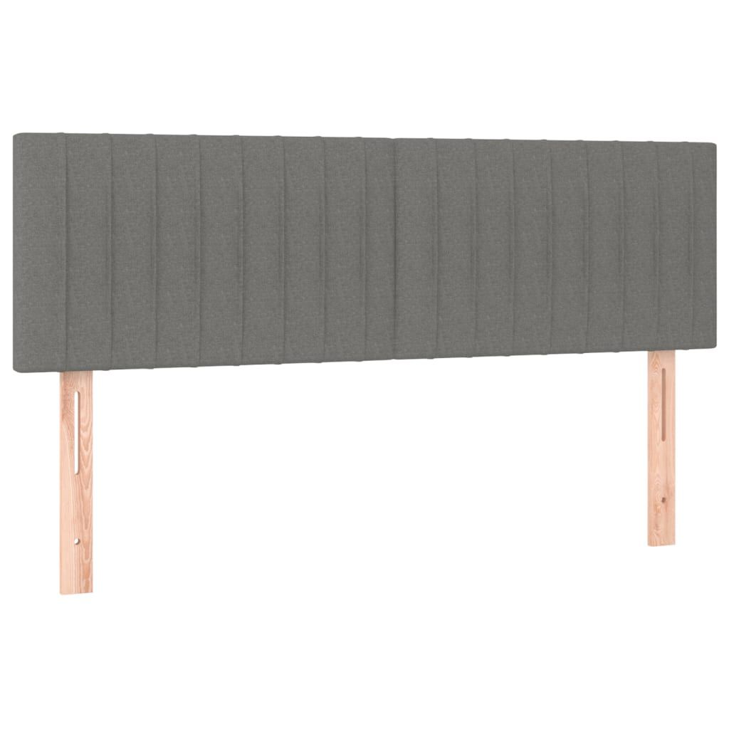 vidaXL Κρεβάτι Boxspring με Στρώμα & LED Σκ.Γκρι 140x190 εκ Υφασμάτινο