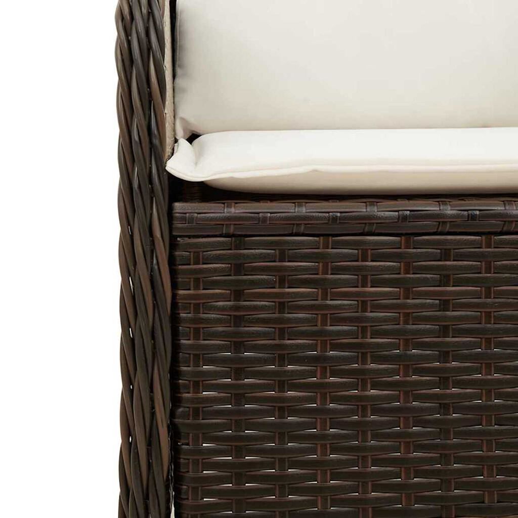 vidaXL Παγκάκι κήπου με μαξιλάρι 2 pcs Καφέ Πολυ ράταν