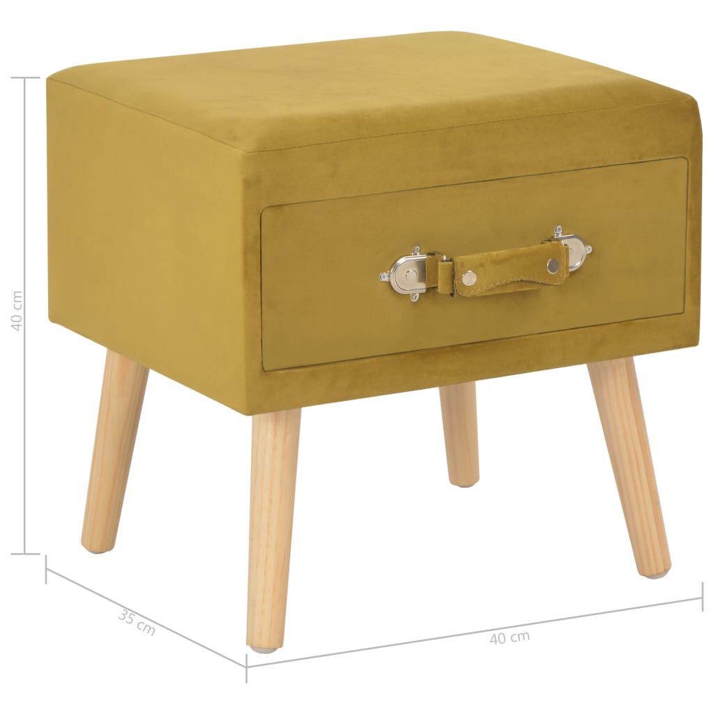 vidaXL Κομοδίνο Μουσταρδί 40 x 35 x 40 εκ. Βελούδινο