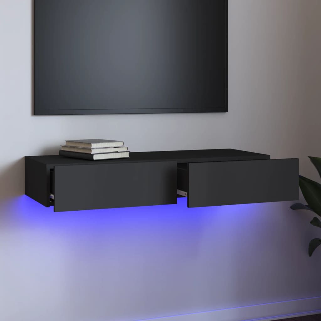 vidaXL Έπιπλο Τηλεόρασης με LED Γκρι 90x35x15,5 εκ.