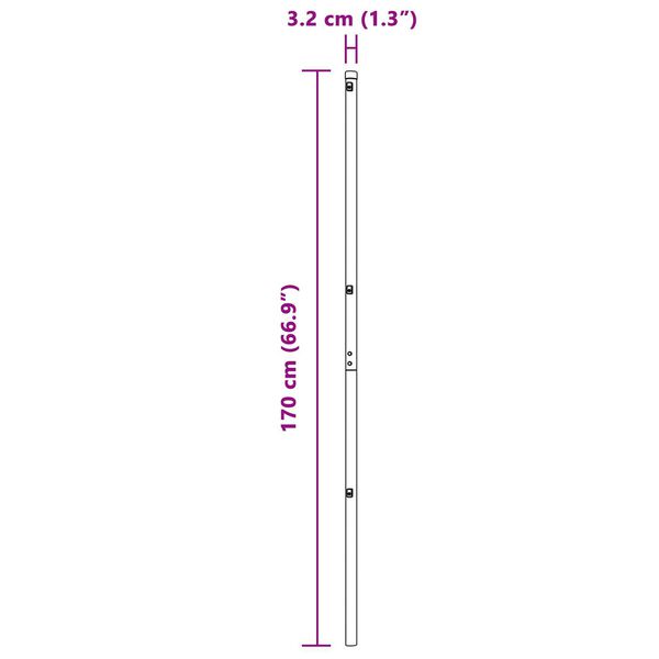 vidaXL Σύνολο πόλων φence 7 pcs Πράσινο Ø32mm 160 εκ Ατσάλι