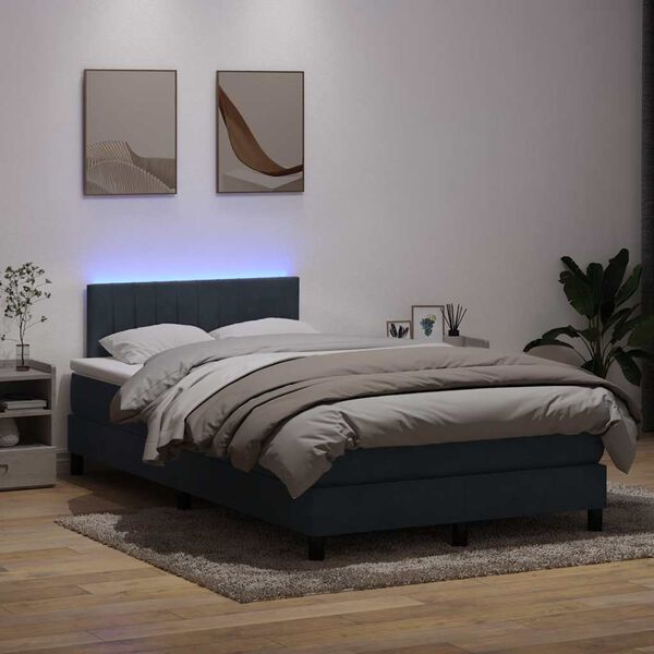 vidaXL &Kappa;&rho;&epsilon;&beta;ά&tau;&iota; Boxspring &mu;&epsilon; &Sigma;&tau;&rho;ώ&mu;&alpha; & LED &Sigma;&kappa;&omicron;ύ&rho;&omicron; &gamma;&kappa;&rho;&iota; 120x220 cm &Beta;&epsilon;&lambda;&omicron;ύ&delta;&iota;&nu;&omicron;