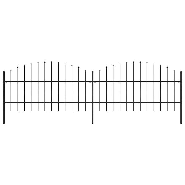 vidaXL Φράχτης Κήπου με Κορυφή Δόρυ Μαύρος Ατσάλινος 359 x 100 εκ.