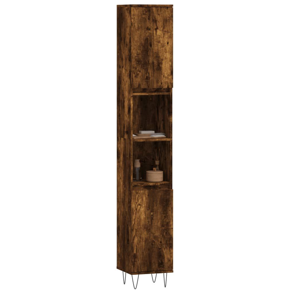 vidaXL Ντουλάπι Μπάνιου Καπνιστή Δρυς 30x30x190 εκ. Επεξεργασμένο Ξύλο