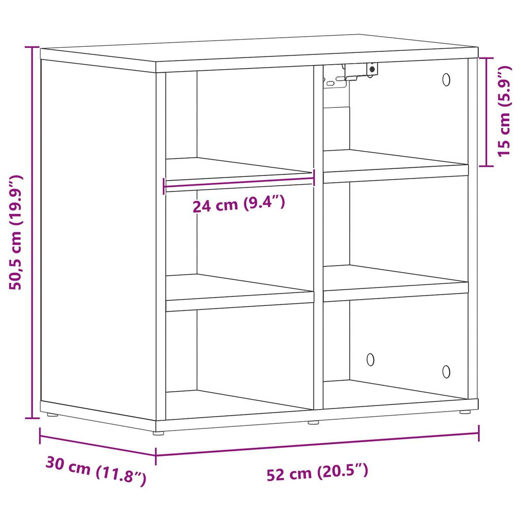 vidaXL Μαύρο Ντουλάπι Παπουτσιών - 52.5 x 30 x 50 εκ.