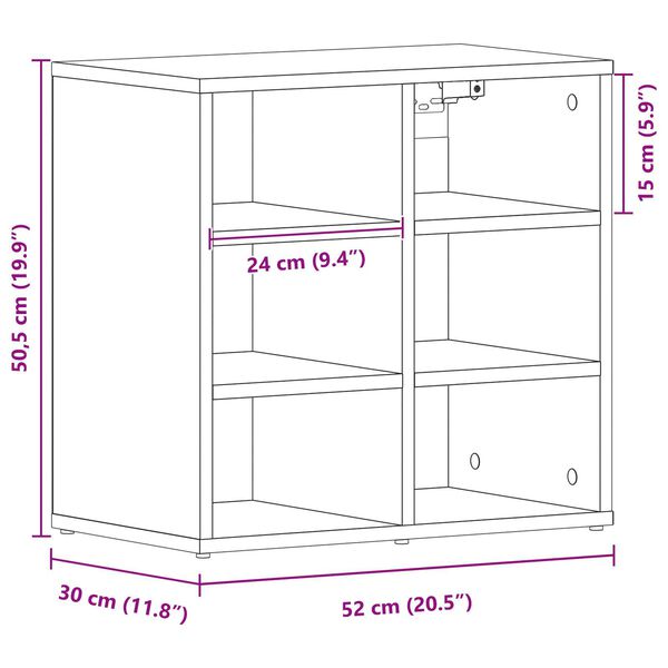 vidaXL Μαύρο Ντουλάπι Παπουτσιών - 52.5 x 30 x 50 εκ.