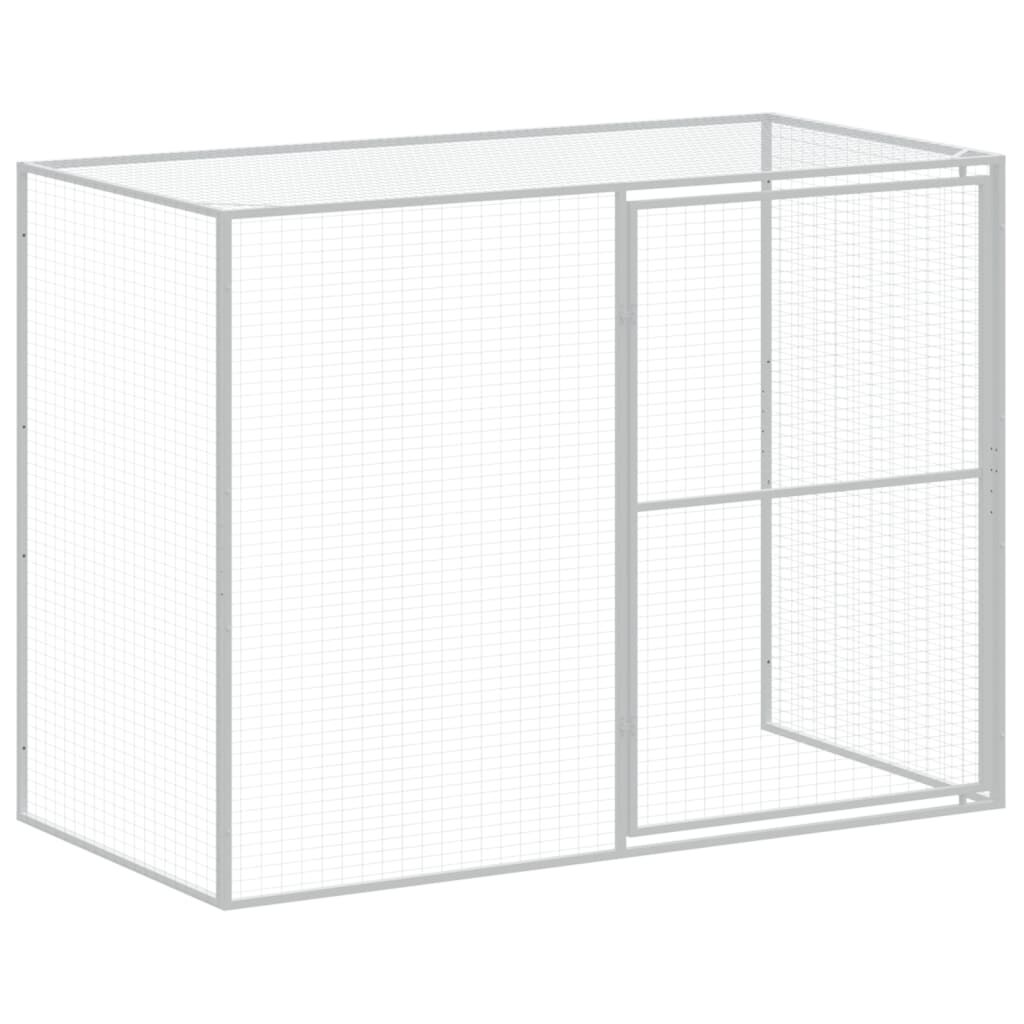 vidaXL Σπιτάκι Σκύλου με Αυλή Ανθρακί 214x457x181 εκ. Γαλβαν. Χάλυβας