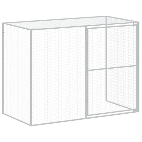vidaXL Σπιτάκι Σκύλου με Αυλή Ανθρακί 214x457x181 εκ. Γαλβαν. Χάλυβας