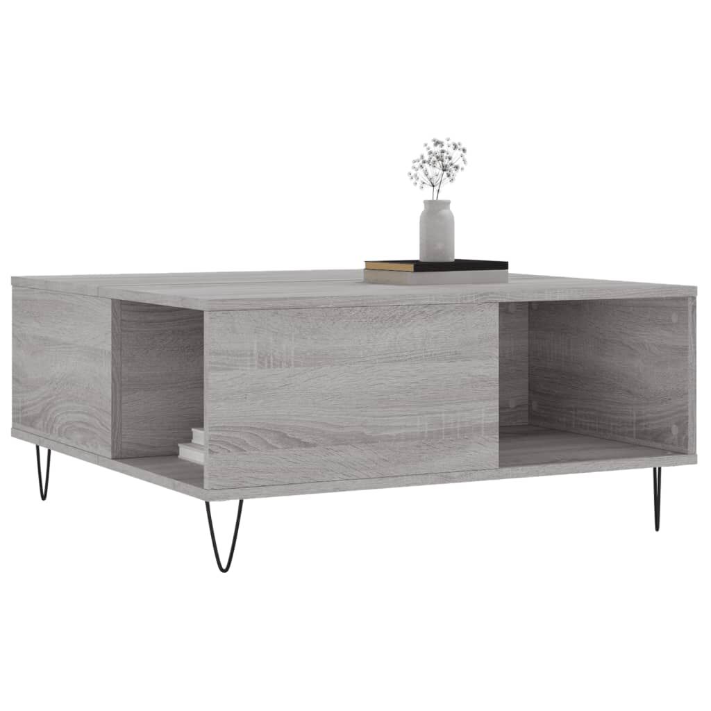 vidaXL Τραπεζάκι Σαλονιού Γκρι Sonoma 80x80x36,5εκ. Επεξεργασμένο Ξύλο