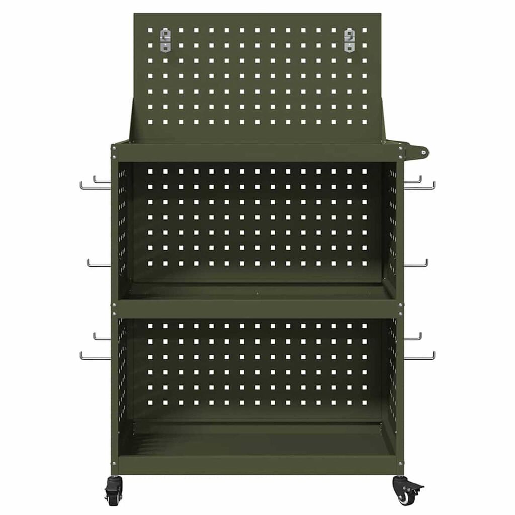 vidaXL Καρότσι εργαλείων με ράφι Λαδί 65 x 35 x 111 εκ Κρύα χάλυβας