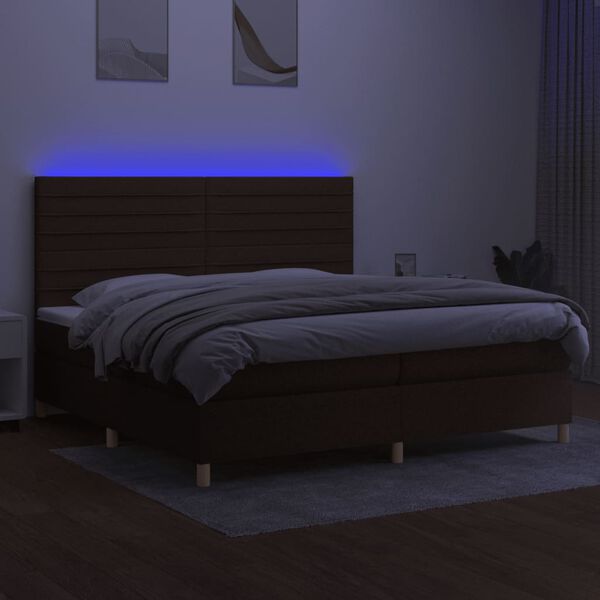 vidaXL &Kappa;&rho;&epsilon;&beta;ά&tau;&iota; Boxspring &mu;&epsilon; &Sigma;&tau;&rho;ώ&mu;&alpha; & LED &Sigma;&kappa;.&Kappa;&alpha;&phi;έ 200x200&epsilon;&kappa;. &Upsilon;&phi;&alpha;&sigma;&mu;ά&tau;&iota;&nu;&omicron;