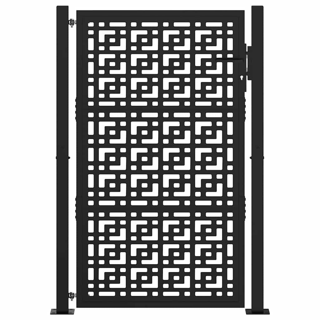 vidaXL Πύλη κήπου Μαύρη 105x155 cm Ατσάλινος Σταυρός Σχεδιασμός