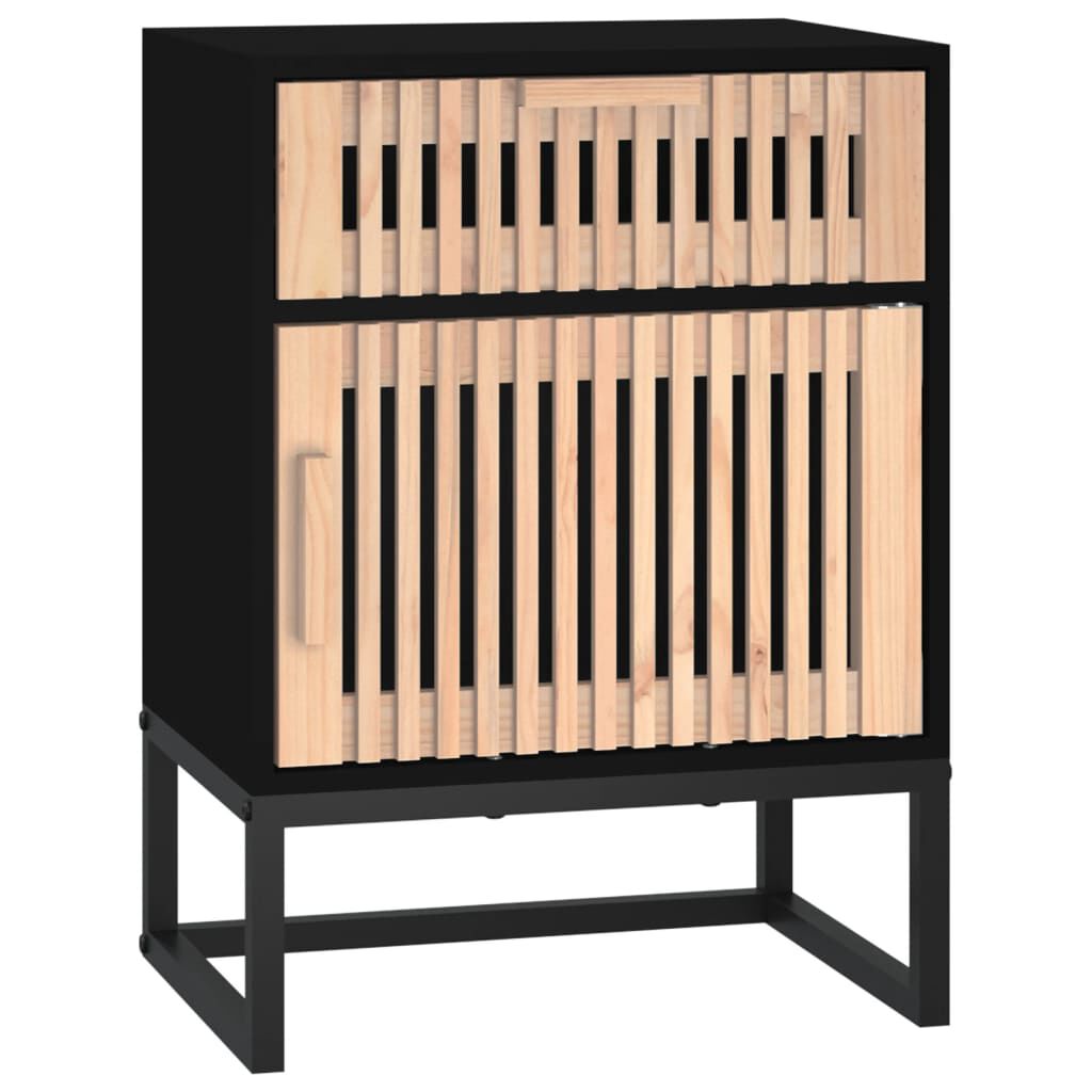 vidaXL Κομοδίνο Μαύρο 40x30x55,5 εκ. Επεξεργασμένο Ξύλο & Σίδερο