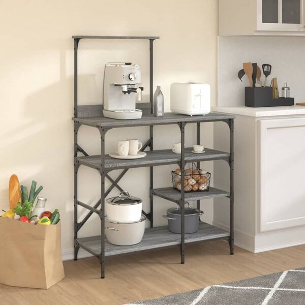 vidaXL Ραφιέρα Κουζίνας Γκρι Sonoma 90x40x132 εκ. Επεξ. Ξύλο/Μέταλλο