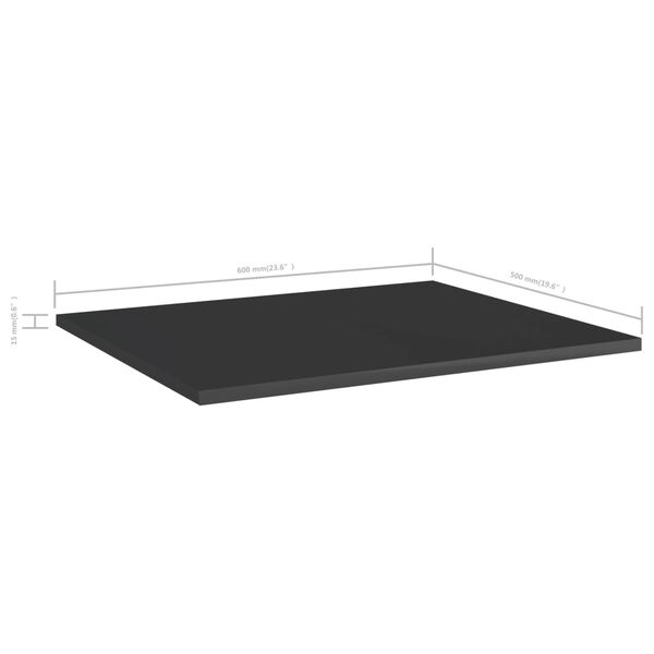 vidaXL Ράφια Βιβλιοθήκης 8 τεμ. Γυαλ. Μαύρο 60x50x1,5 εκ. Επεξ. Ξύλο