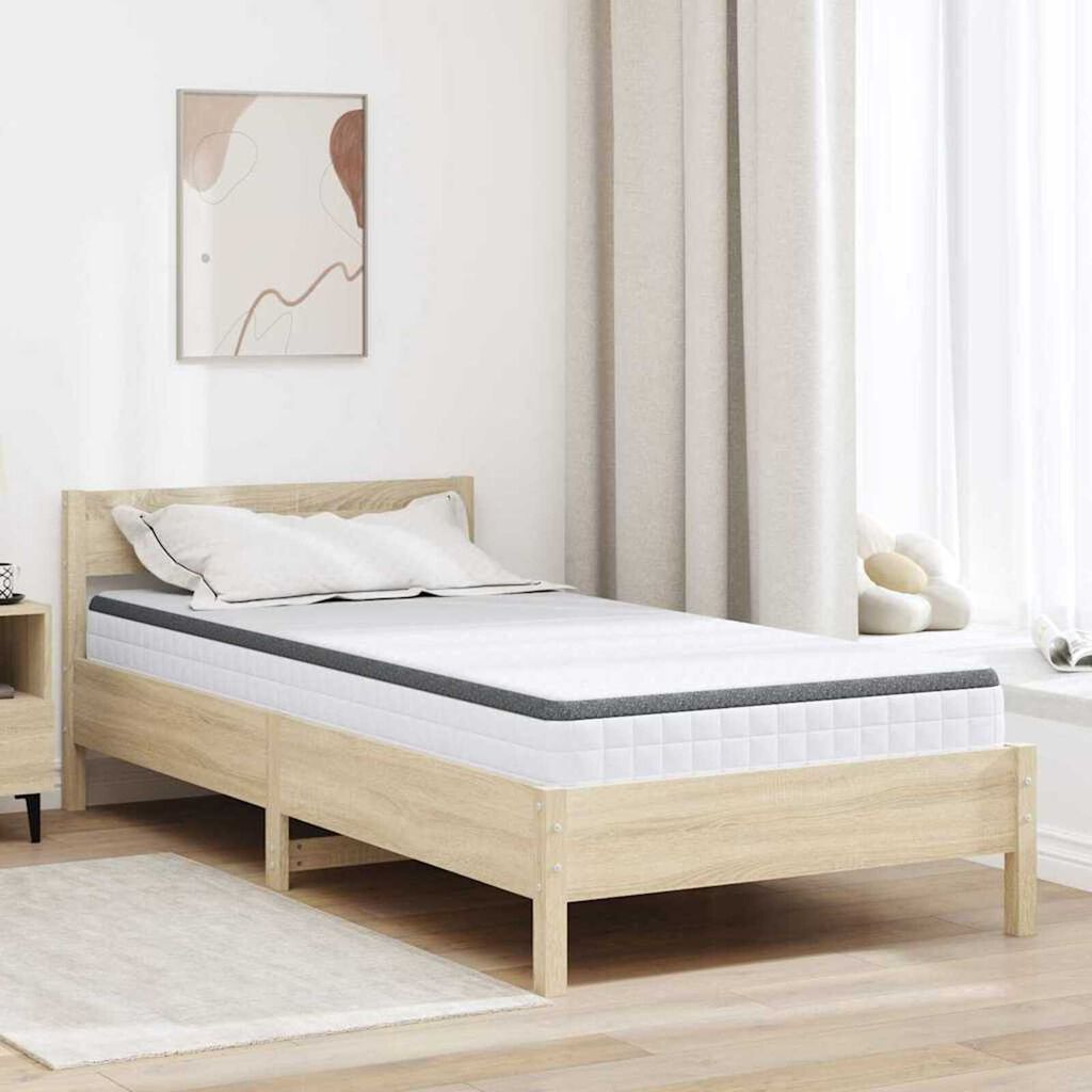 vidaXL Στρώμα Λευκό, Γκρι 90 x 190 cm Πλεκτό ύφασμα