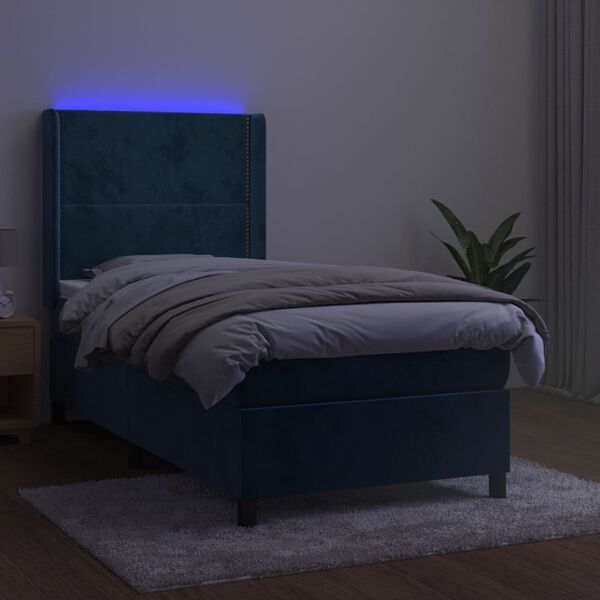 vidaXL &Kappa;&rho;&epsilon;&beta;ά&tau;&iota; Boxspring &mu;&epsilon; &Sigma;&tau;&rho;ώ&mu;&alpha; & LED &Sigma;&kappa;. &Mu;&pi;&lambda;&epsilon; 100x200&epsilon;&kappa;. &Beta;&epsilon;&lambda;&omicron;ύ&delta;&iota;&nu;&omicron;