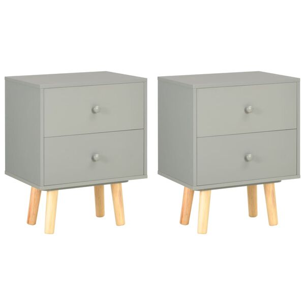 vidaXL Κομοδίνα 2 τεμ. Γκρι 40 x 30 x 50 εκ. από Μασίφ Ξύλο Πεύκου