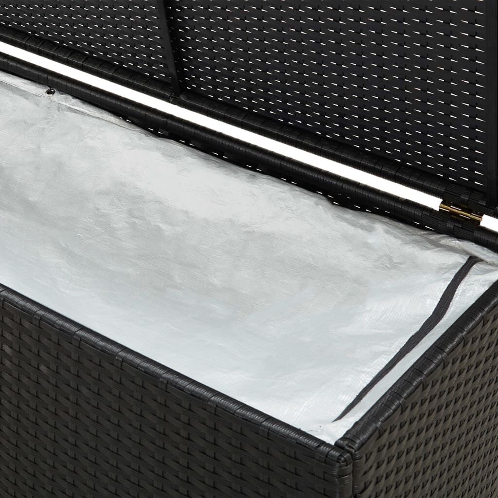 vidaXL Κουτί Αποθήκευσης Κήπου Μαύρο 200x50x60 εκ. από Συνθετικό Ρατάν