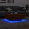 vidaXL Τραπεζάκι Σαλονιού με Φώτα LED Καφέ Δρυς 80x80x31 εκ.