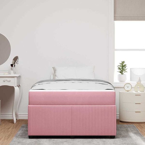 vidaXL Σκελετός κρεβατιού με στρώμα Άλλο Ροζ 120 x 190 cm Βελούδο
