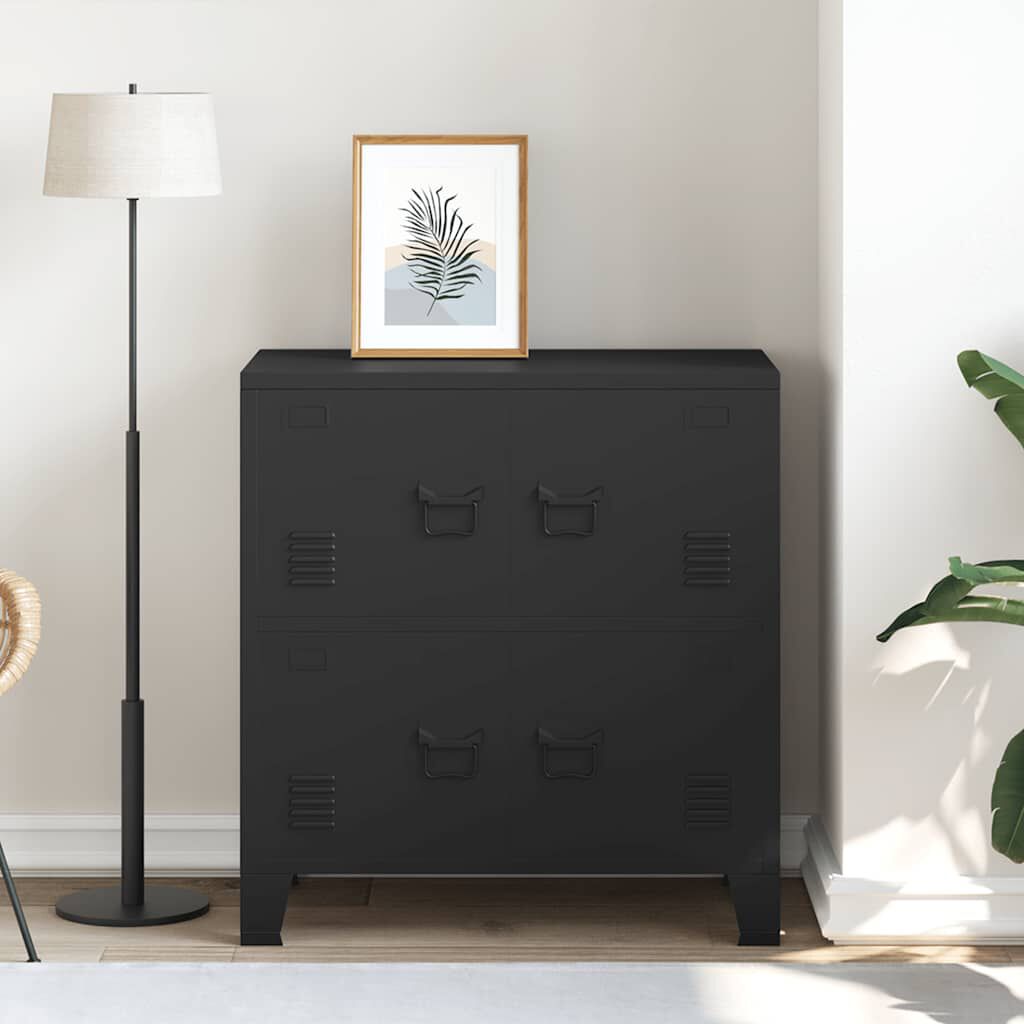 vidaXL Αρχειοθήκη Βιομηχανικού Στιλ Μαύρη 75 x 40 x 80 εκ. Ατσάλινη