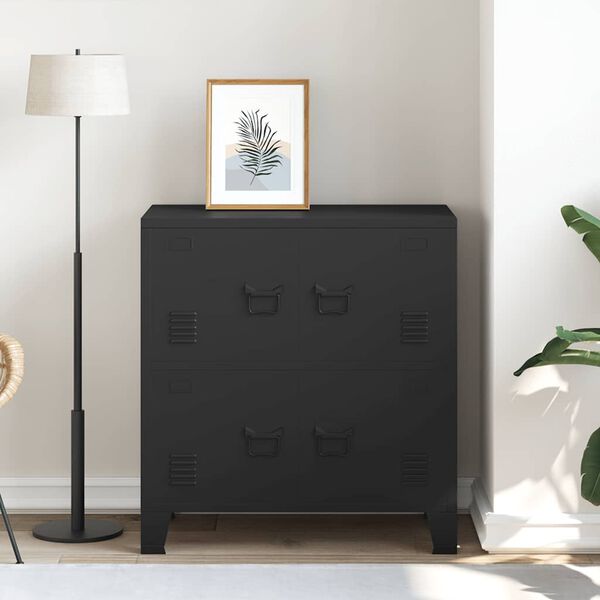 vidaXL Αρχειοθήκη Βιομηχανικού Στιλ Μαύρη 75 x 40 x 80 εκ. Ατσάλινη