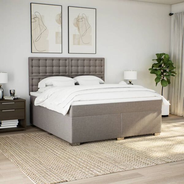 vidaXL &Kappa;&rho;&epsilon;&beta;ά&tau;&iota; Boxspring &mu;&epsilon; &Sigma;&tau;&rho;ώ&mu;&alpha; Taupe 180x200 &epsilon;&kappa;. &Upsilon;&phi;&alpha;&sigma;&mu;ά&tau;&iota;&nu;&omicron;