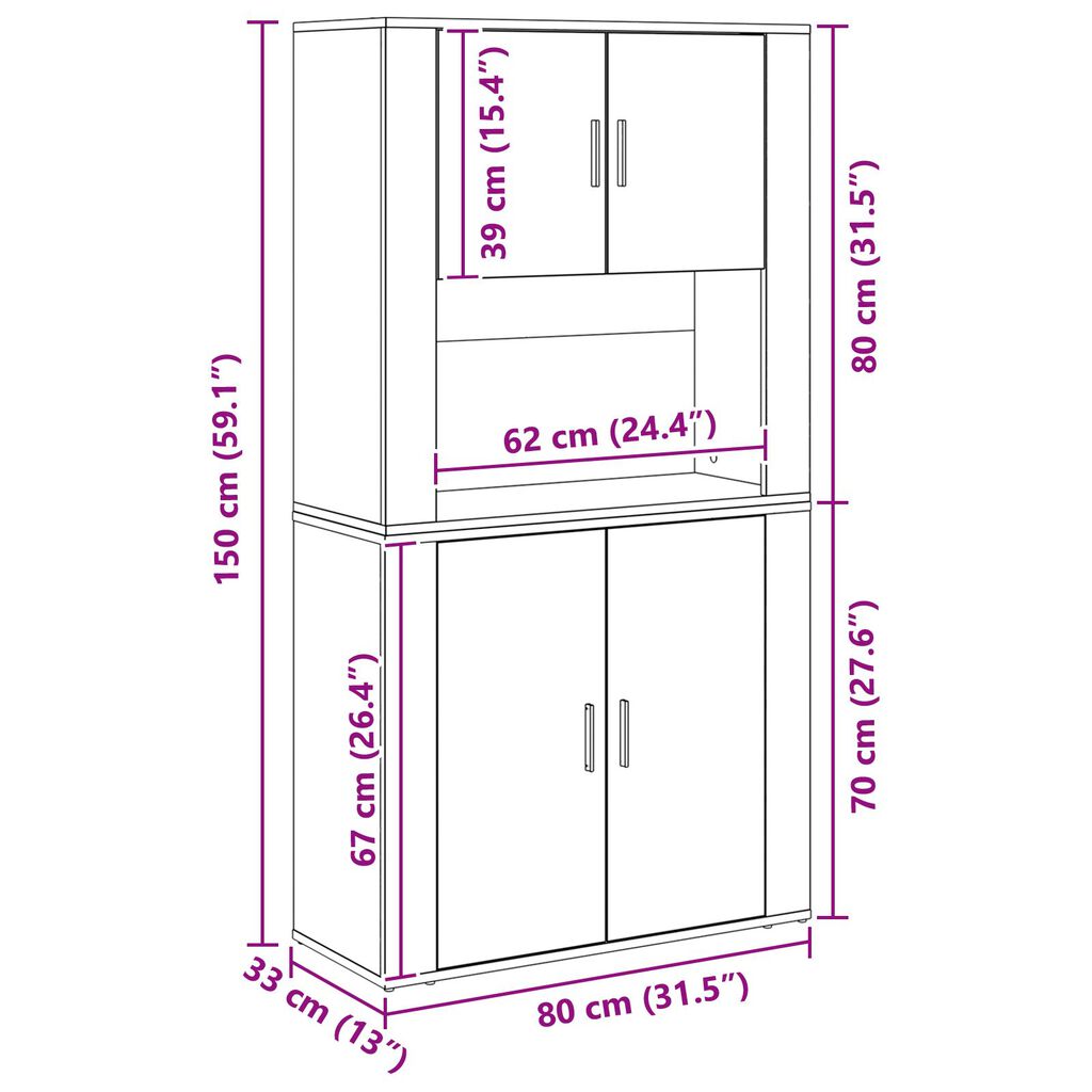 vidaXL Υψηλό Κιβώτιο Παλιού Ξύλου 80x33x150 εκ. Κατασκευασμένο από Ξύλο Συνθετικής Ύλης