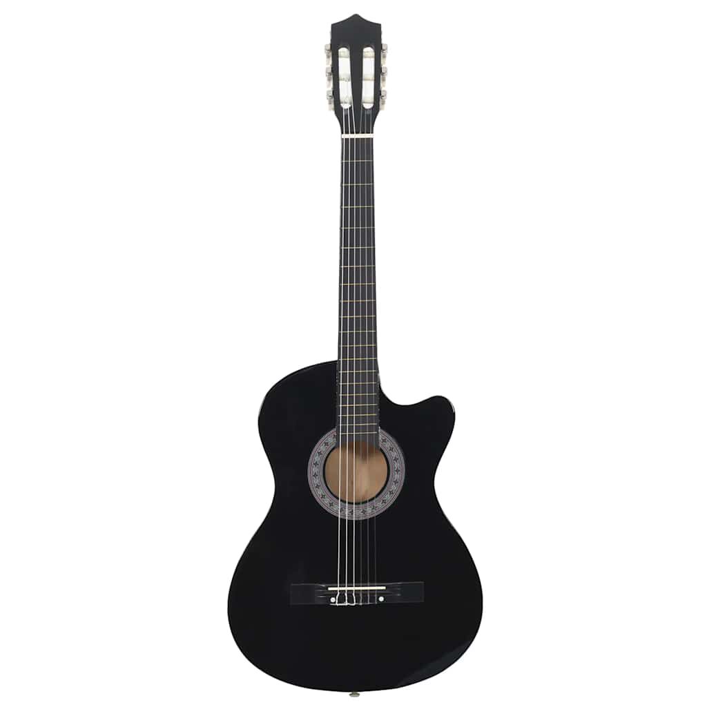 vidaXL Κιθάρα Western Classical Cutaway με 6 Χορδές Μαύρη 38"